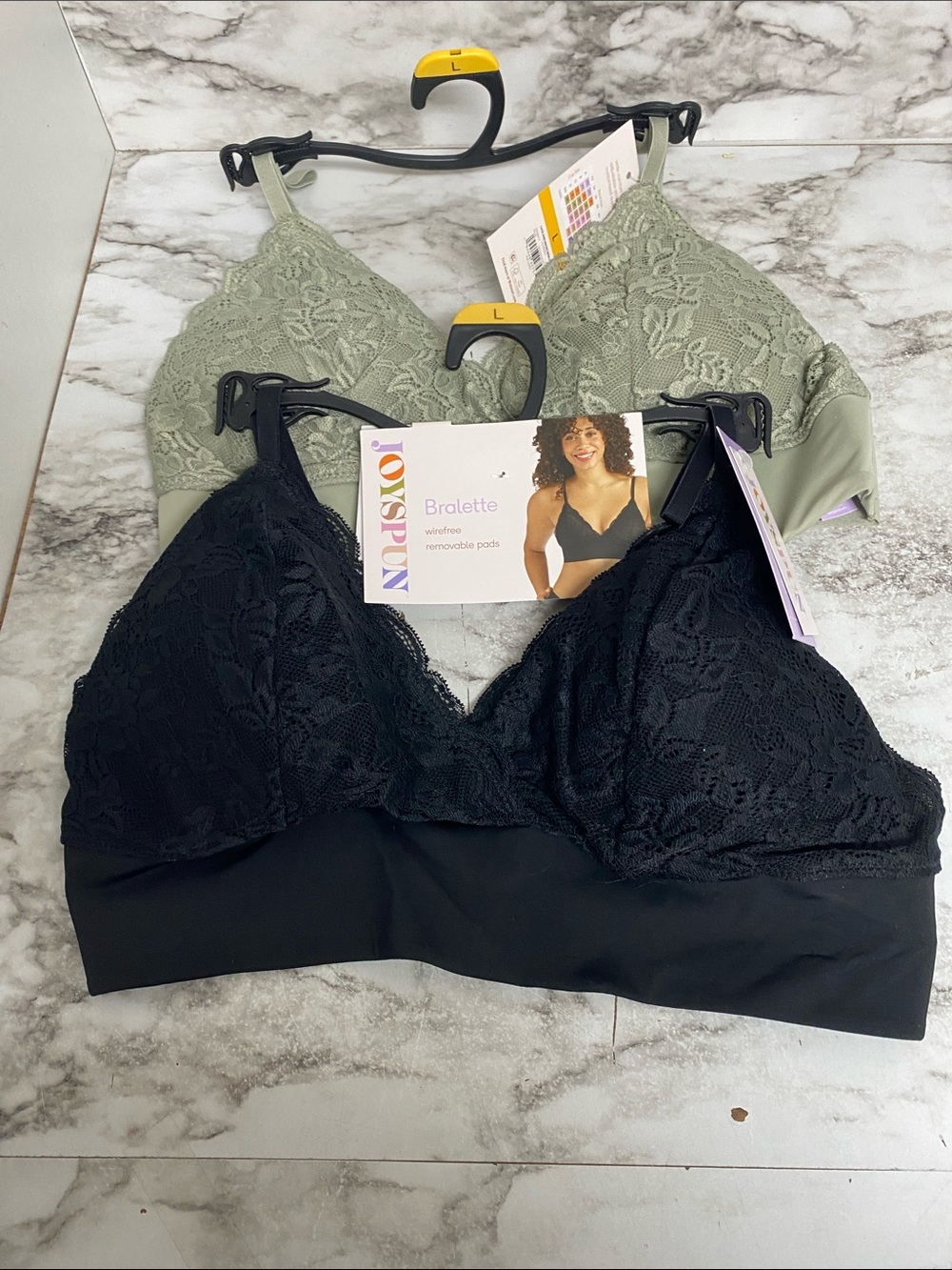 Joyspun Lace Bralette - Black and Sage